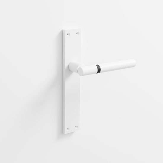 201 - Manillas para puerta con placa acabado blanco · negro