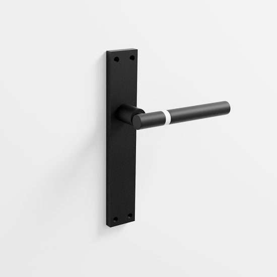 201 - Manillas para puerta con placa acabado negro · blanco