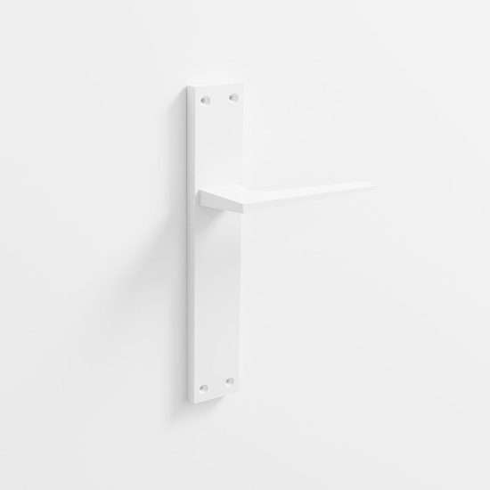 204 - Juego de manillas con placa para puerta en acabado blanco