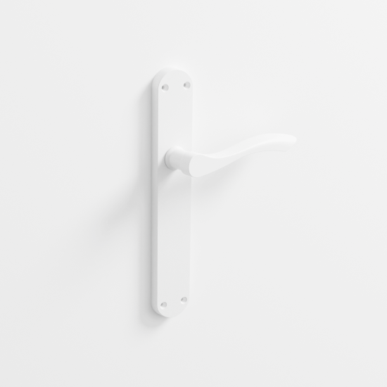 202 - Manillas para puerta con placa acabado blanco